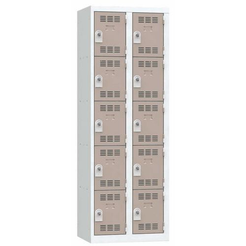 Zvárané šatníky Vinco, 2 stĺpce, 10 boxov, 300 mm, otočný uzáver