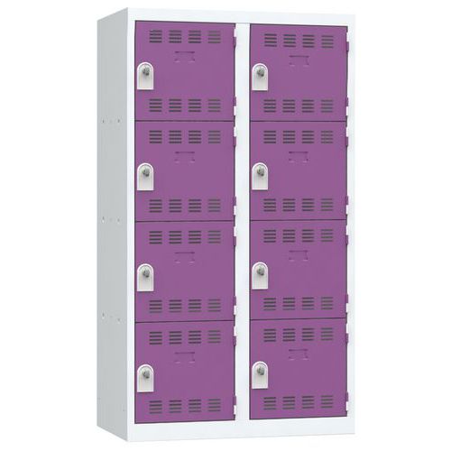 Zvárané šatníky Vinco, 2 stĺpce, 8 boxov, 400 mm, otočný uzáver