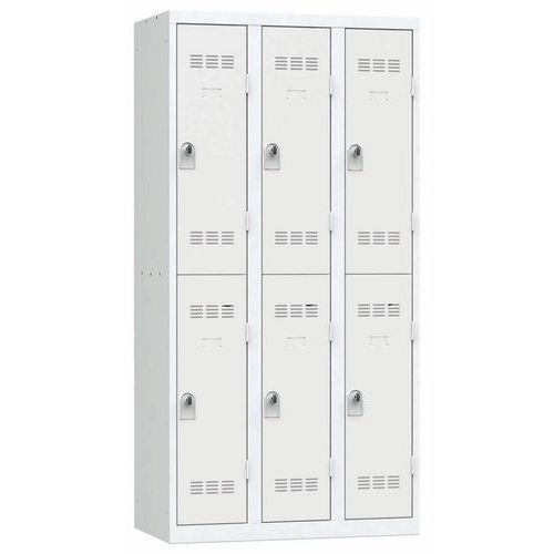 Zvárané šatníky Vinco, 3 stĺpce, 6 boxov, 300 mm, otočný uzáver Zvárané šatníky Vinco, 3 stĺpce, 6 boxov, 300 mm, otočný uzáver