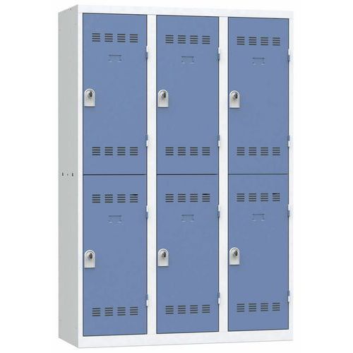 Zvárané šatníky Vinco, 3 stĺpce, 6 boxov, 400 mm, otočný uzáver
