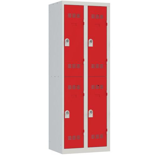 Zvárané šatníky Vinco, 2 stĺpce, 4 boxy, 300 mm, otočný uzáver