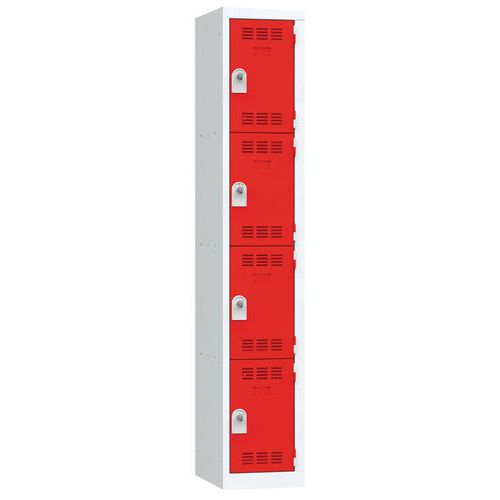 Zvárané šatníky Vinco, 1 stĺpec, 4 boxy, 300 mm, otočný uzáver