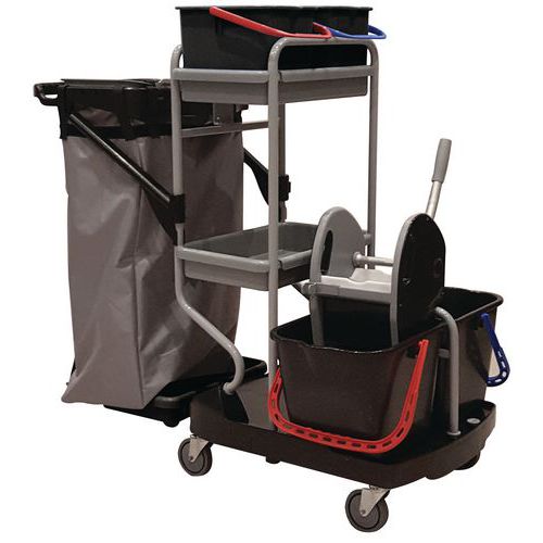 Upratovací vozík Manutan Expert s pákovým žmýkačom, 2 x 15 l + 2 x 6 l Upratovací vozík Manutan Expert s pákovým žmýkačom, 2 x 15 l + 2 x 6 l