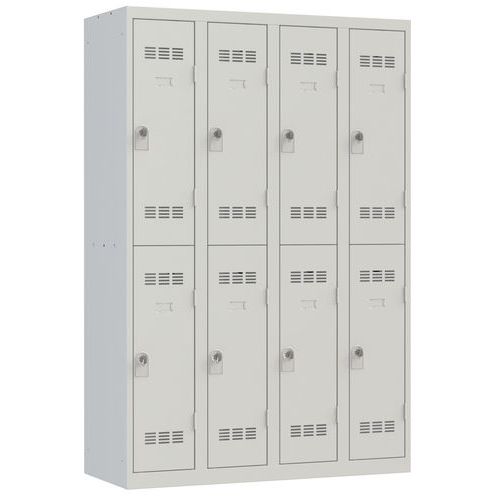 Zvárané šatníky Vinco, 4 stĺpce, 8 boxov, 300 mm, otočný uzáver