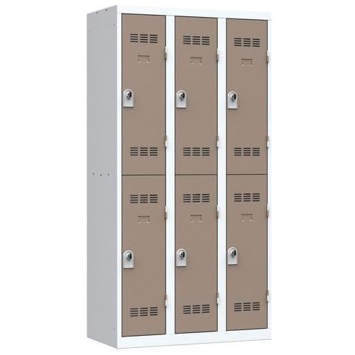 Zvárané šatníky Vinco, 3 stĺpce, 6 boxov, 300 mm, otočný uzáver Zvárané šatníky Vinco, 3 stĺpce, 6 boxov, 300 mm, otočný uzáver