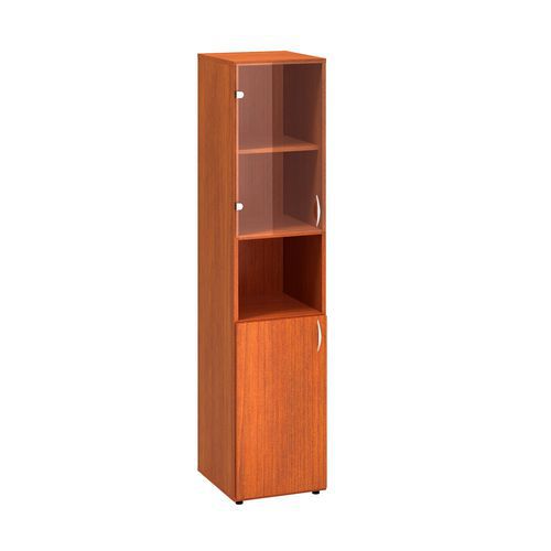 Vysoká úzka skriňa Alfa 500, 178 x 40 x 47 cm, s nikou a kombinovanými dvierkami - ľavé vyhotovenie