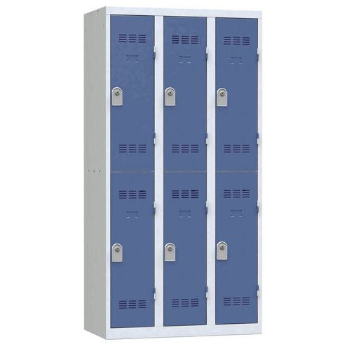 Zvárané šatníky Vinco, 3 stĺpce, 6 boxov, 300 mm, cylindrický zámok Zvárané šatníky Vinco, 3 stĺpce, 6 boxov, 300 mm, cylindrický zámok
