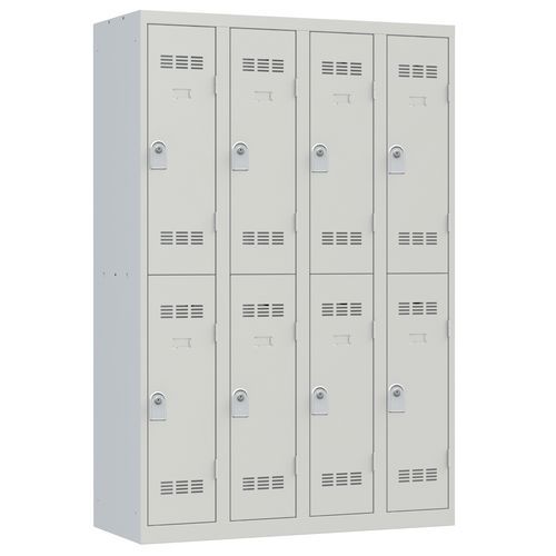 Zvárané šatníky Vinco, 4 stĺpce, 8 boxov, 300 mm, cylindrický zámok