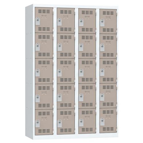 Zvárané šatníky Vinco, 4 stĺpce, 20 boxov, 300 mm, cylindrický zámok Zvárané šatníky Vinco, 4 stĺpce, 20 boxov, 300 mm, cylindrický zámok