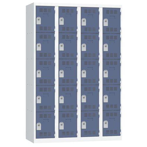 Zvárané šatníky Vinco, 4 stĺpce, 20 boxov, 300 mm, cylindrický zámok Zvárané šatníky Vinco, 4 stĺpce, 20 boxov, 300 mm, cylindrický zámok