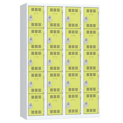 Zvárané šatníky Vinco, 4 stĺpce, 20 boxov, 300 mm, cylindrický zámok Zvárané šatníky Vinco, 4 stĺpce, 20 boxov, 300 mm, cylindrický zámok