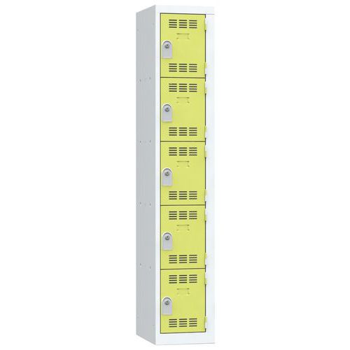 Zvárané šatníky Vinco, 1 stĺpec, 5 boxov, 300 mm, cylindrický zámok