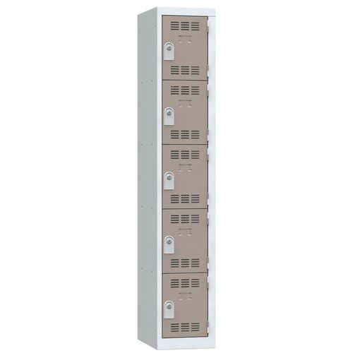 Zvárané šatníky Vinco, 1 stĺpec, 5 boxov, 300 mm, cylindrický zámok