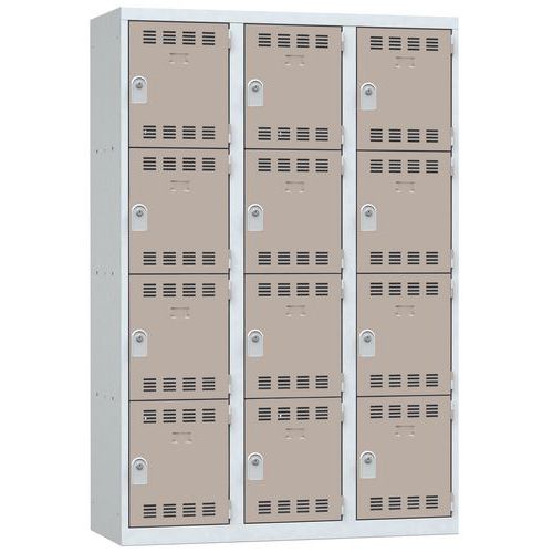 Zvárané šatníky Vinco, 3 stĺpce, 12 boxov, 400 mm, cylindrický zámok Zvárané šatníky Vinco, 3 stĺpce, 12 boxov, 400 mm, cylindrický zámok