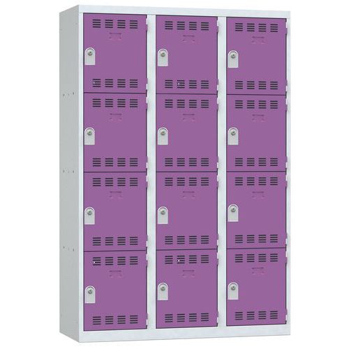Zvárané šatníky Vinco, 3 stĺpce, 12 boxov, 400 mm, cylindrický zámok Zvárané šatníky Vinco, 3 stĺpce, 12 boxov, 400 mm, cylindrický zámok