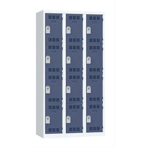 Zvárané šatníky Vinco, 3 stĺpce, 12 boxov, 300 mm, cylindrický zámok Zvárané šatníky Vinco, 3 stĺpce, 12 boxov, 300 mm, cylindrický zámok