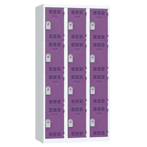 Zvárané šatníky Vinco, 3 stĺpce, 12 boxov, 300 mm, cylindrický zámok Zvárané šatníky Vinco, 3 stĺpce, 12 boxov, 300 mm, cylindrický zámok