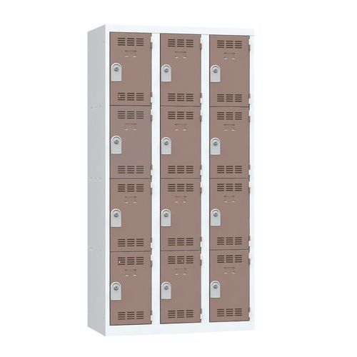 Zvárané šatníky Vinco, 3 stĺpce, 12 boxov, 300 mm, cylindrický zámok Zvárané šatníky Vinco, 3 stĺpce, 12 boxov, 300 mm, cylindrický zámok