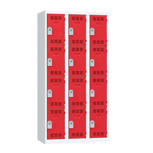 Zvárané šatníky Vinco, 3 stĺpce, 12 boxov, 300 mm, cylindrický zámok Zvárané šatníky Vinco, 3 stĺpce, 12 boxov, 300 mm, cylindrický zámok