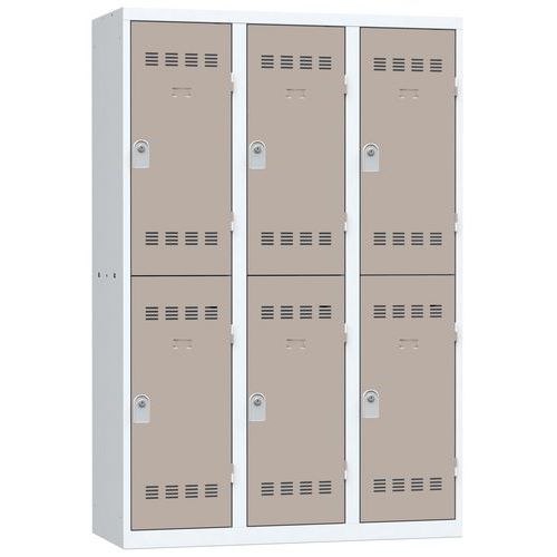 Zvárané šatníky Vinco, 3 stĺpce, 6 boxov, 400 mm, cylindrický zámok