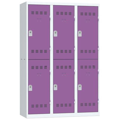 Zvárané šatníky Vinco, 3 stĺpce, 6 boxov, 400 mm, cylindrický zámok