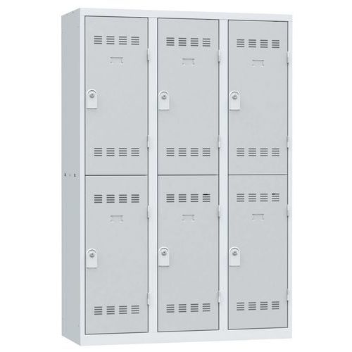Zvárané šatníky Vinco, 3 stĺpce, 6 boxov, 400 mm, cylindrický zámok