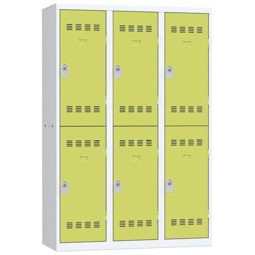 Zvárané šatníky Vinco, 3 stĺpce, 6 boxov, 400 mm, cylindrický zámok
