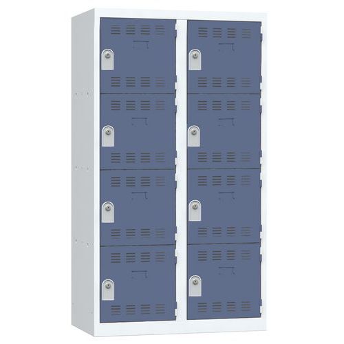 Zvárané šatníky Vinco, 2 stĺpce, 8 boxov, 400 mm, cylindrický zámok