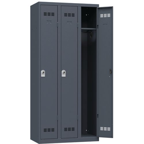 Zvárané šatníky Vinco, 3 oddiely, 300 mm, otočný uzáver