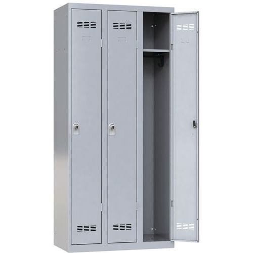 Zvárané šatníky Vinco, 3 oddiely, 300 mm, otočný uzáver