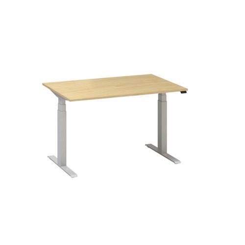 Výškovo nastaviteľné kancelárske stoly Alfa Up so sivým podnožím, 120 x 80 x 61,5-127,5 cm