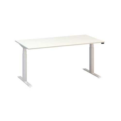 Výškovo nastaviteľné kancelárske stoly Alfa Up s bielym podnožím, 160 x 80 x 61,5-127,5 cm