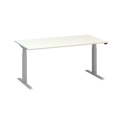 Výškovo nastaviteľné kancelárske stoly Alfa Up so sivým podnožím, 160 x 80 x 61,5-127,5 cm