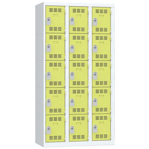 Zvárané šatníky Vinco, 3 stĺpce, 15 boxov, 300 mm, cylindrický zámok Zvárané šatníky Vinco, 3 stĺpce, 15 boxov, 300 mm, cylindrický zámok