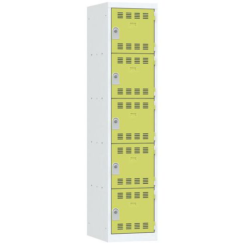 Zvárané šatníky Vinco, 1 stĺpec, 5 boxov, 400 mm, cylindrický zámok