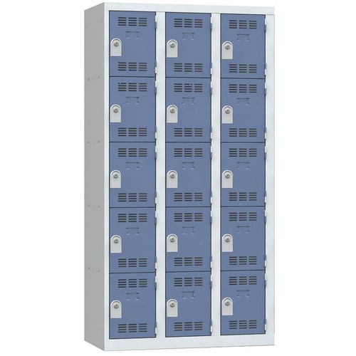 Zvárané šatníky Vinco, 3 stĺpce, 15 boxov, 300 mm, cylindrický zámok Zvárané šatníky Vinco, 3 stĺpce, 15 boxov, 300 mm, cylindrický zámok