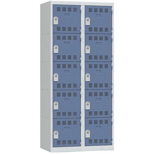 Zvárané šatníky Vinco, 2 stĺpce, 10 boxov, 400 mm, cylindrický zámok Zvárané šatníky Vinco, 2 stĺpce, 10 boxov, 400 mm, cylindrický zámok