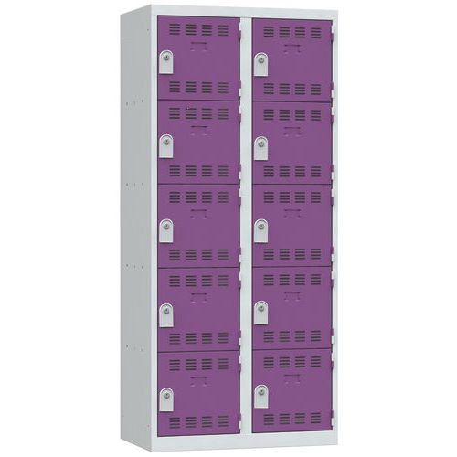 Zvárané šatníky Vinco, 2 stĺpce, 10 boxov, 400 mm, cylindrický zámok Zvárané šatníky Vinco, 2 stĺpce, 10 boxov, 400 mm, cylindrický zámok