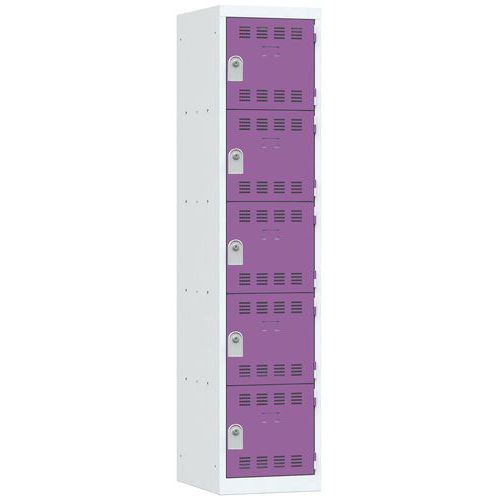 Zvárané šatníky Vinco, 1 stĺpec, 5 boxov, 400 mm, cylindrický zámok