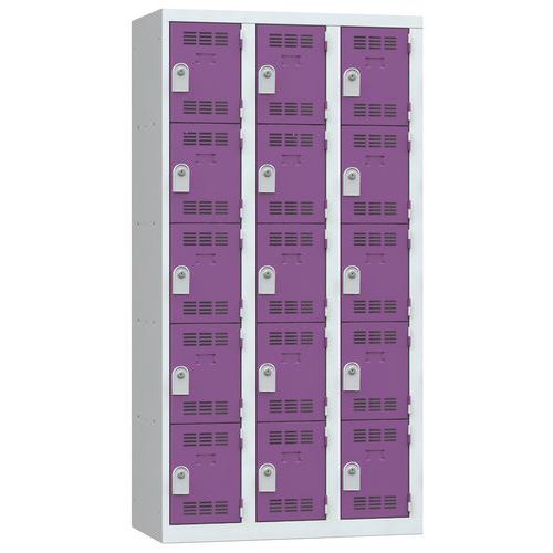 Zvárané šatníky Vinco, 3 stĺpce, 15 boxov, 300 mm, cylindrický zámok Zvárané šatníky Vinco, 3 stĺpce, 15 boxov, 300 mm, cylindrický zámok