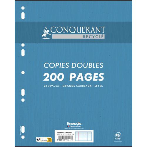 Dierované dvojité listy papiera A4, 200 strán - Conquérant