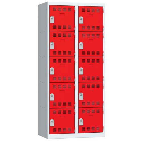 Zvárané šatníky Vinco, 2 stĺpce, 10 boxov, 400 mm, cylindrický zámok Zvárané šatníky Vinco, 2 stĺpce, 10 boxov, 400 mm, cylindrický zámok