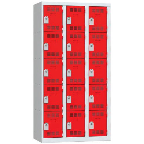 Zvárané šatníky Vinco, 3 stĺpce, 15 boxov, 300 mm, cylindrický zámok Zvárané šatníky Vinco, 3 stĺpce, 15 boxov, 300 mm, cylindrický zámok