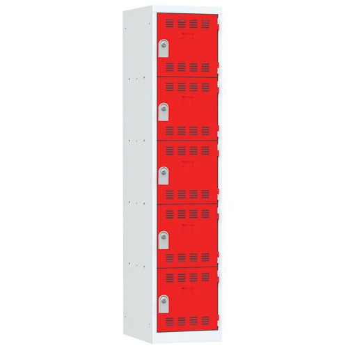 Zvárané šatníky Vinco, 1 stĺpec, 5 boxov, 400 mm, cylindrický zámok
