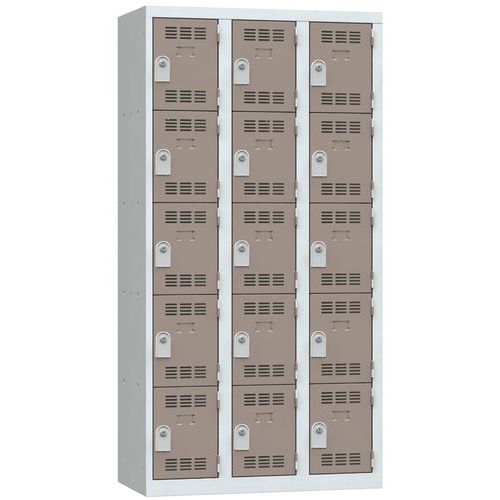 Zvárané šatníky Vinco, 3 stĺpce, 15 boxov, 300 mm, cylindrický zámok Zvárané šatníky Vinco, 3 stĺpce, 15 boxov, 300 mm, cylindrický zámok