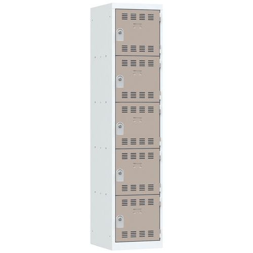 Zvárané šatníky Vinco, 1 stĺpec, 5 boxov, 400 mm, cylindrický zámok
