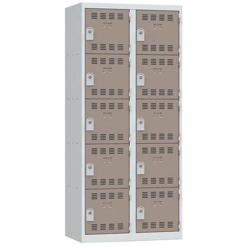Zvárané šatníky Vinco, 2 stĺpce, 10 boxov, 400 mm, cylindrický zámok Zvárané šatníky Vinco, 2 stĺpce, 10 boxov, 400 mm, cylindrický zámok