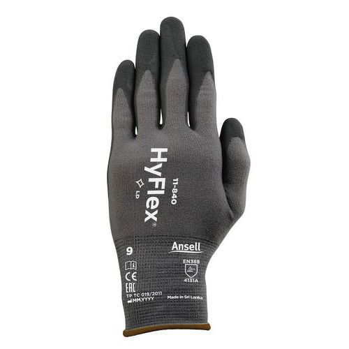 Nylonové rukavice Ansell HyFlex® 11-840 polomáčané v nitrile, 1 pár