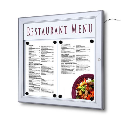 Osvetlené magnetické vitríny Menu, jednokrídlové