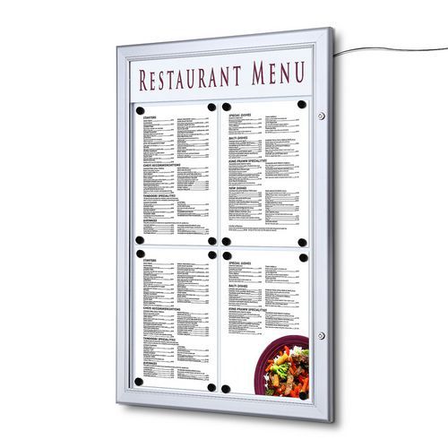 Osvetlené magnetické vitríny Menu, jednokrídlové